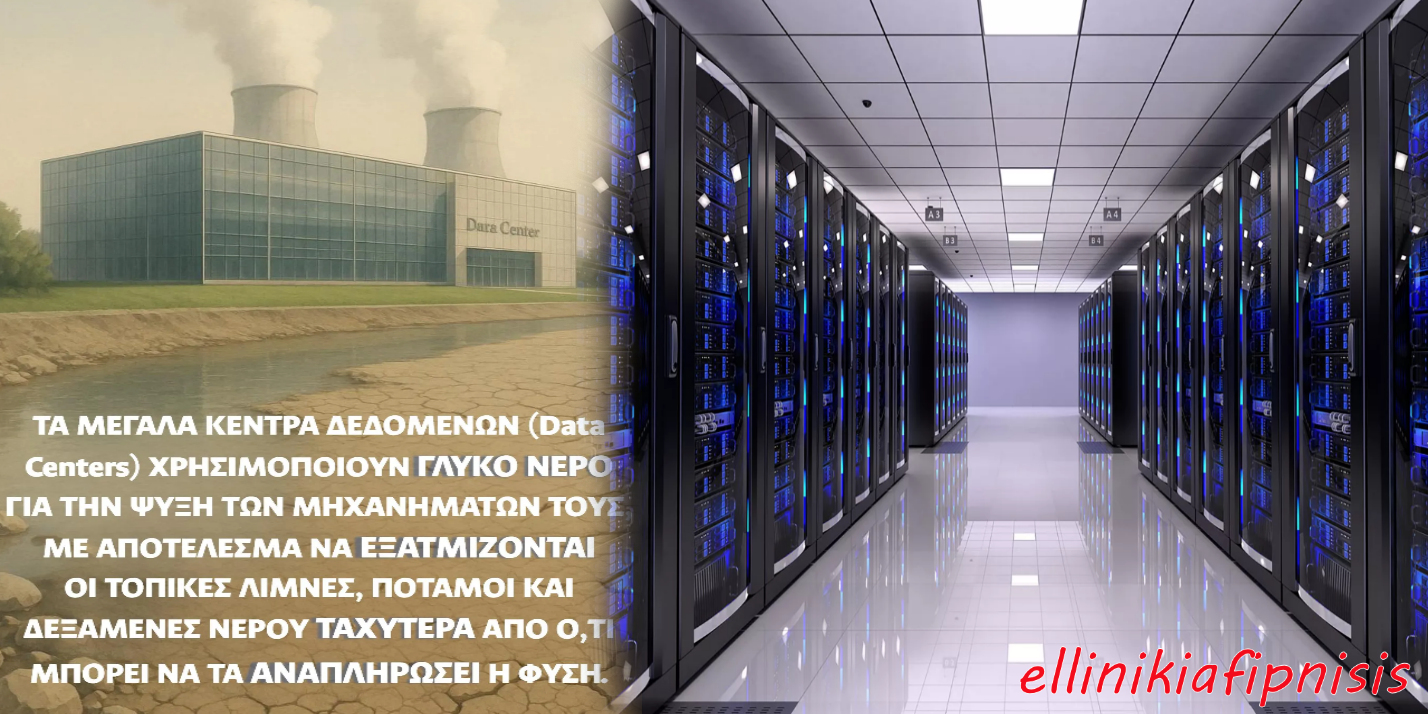 Τα Κέντρα Δεδομένων (Data Centers) καταναλώνουν τεράστιες ποσότητες νερού. Παρά ταύτα, στην Ελλάδα θα δημιουργηθούν 18 Data Centers έως το 2030, ενώ ταυτόχρονα μας κρούουν τον κώδωνα της λειψυδρίας…