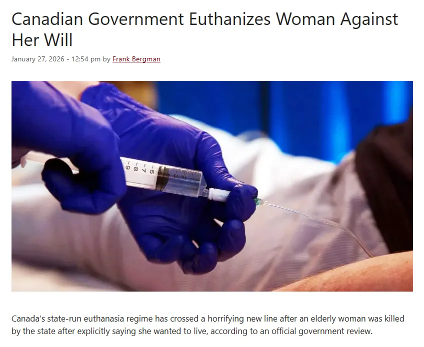 NEWS: Canadian Government Euthanizes Woman Against Her Will