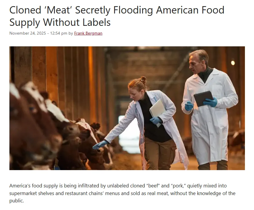 Cloned ‘Meat’ Secretly Flooding American Food Supply Without Labels