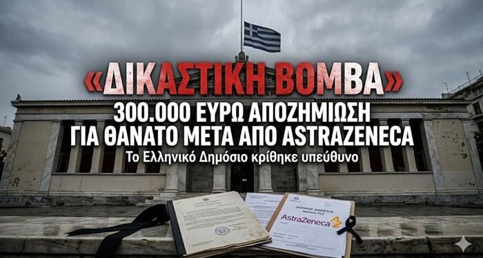 «ΔΙΚΑΣΤΙΚΗ ΒΟΜΒΑ ΣΤΗΝ ΕΛΛΑΔΑ» – Αποζημίωση 300.000 Ευρώ για Θάνατο Γυναίκας μετά από Εμβόλιο AstraZeneca – Το Δημόσιο Κρίθηκε Υπεύθυνο