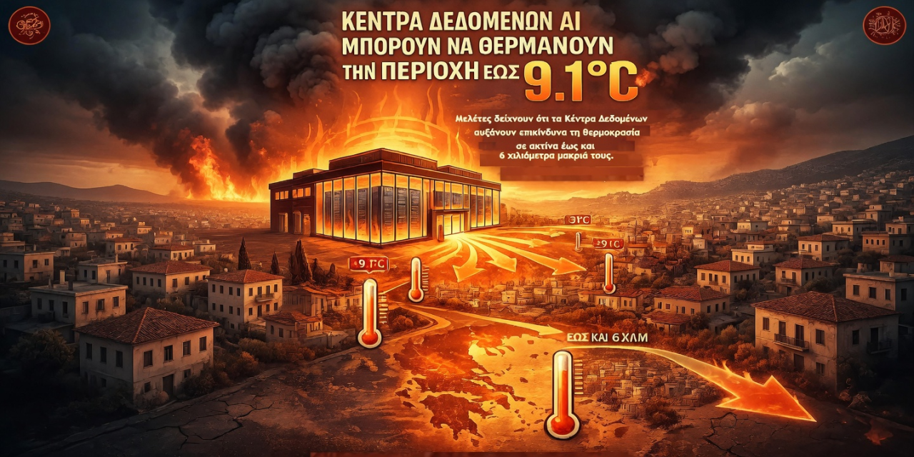 Μελέτη αποκαλύπτει ότι οι περιοχές γύρω από τα Κέντρα Αποθήκευσης Δεδομένων (Data Centers) είναι 9.1°C θερμότερες από το κανονικό – Αντιλαμβάνεστε τι σημαίνει αυτό για την Ελλάδα που εξελίσσεται ραγδαία σε περιφερειακό κόμβο Data Centers;