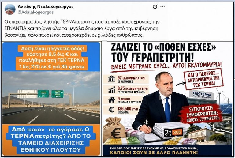 Το μεγάλο πάρτι του κεφαλαίου στην πλάτη του λαού: Η «ΓΕΚ ΤΕΡΝΑ», το σκάνδαλο της Εγνατίας και οι προκλητικές δηλώσεις «Πόθεν Έσχες»